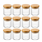 Glass Jars with Airtight Bamboo Lids — Set of 12