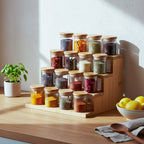 Glass Jars with Airtight Bamboo Lids — Set of 12