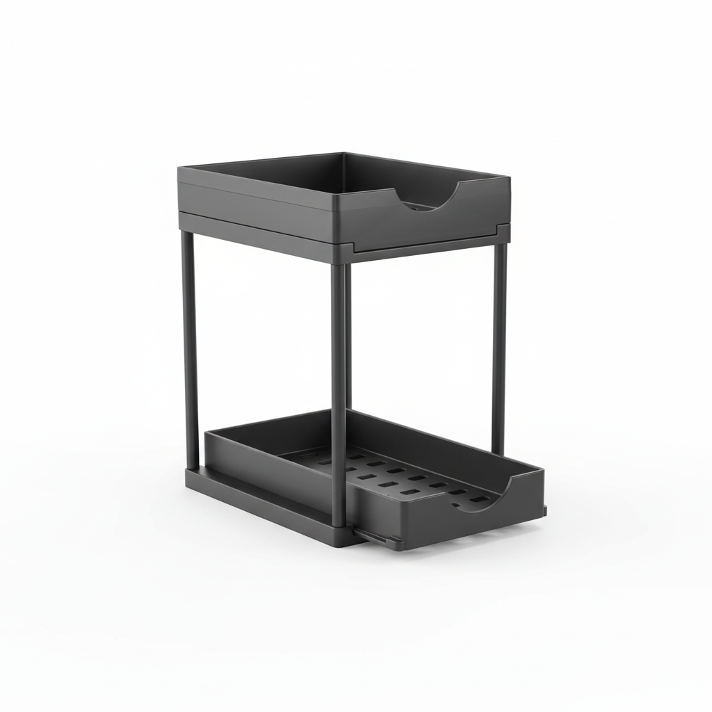 Under Sliding Cabinet Basket Organizer 2 Tier Storage Under Sink Cabinet