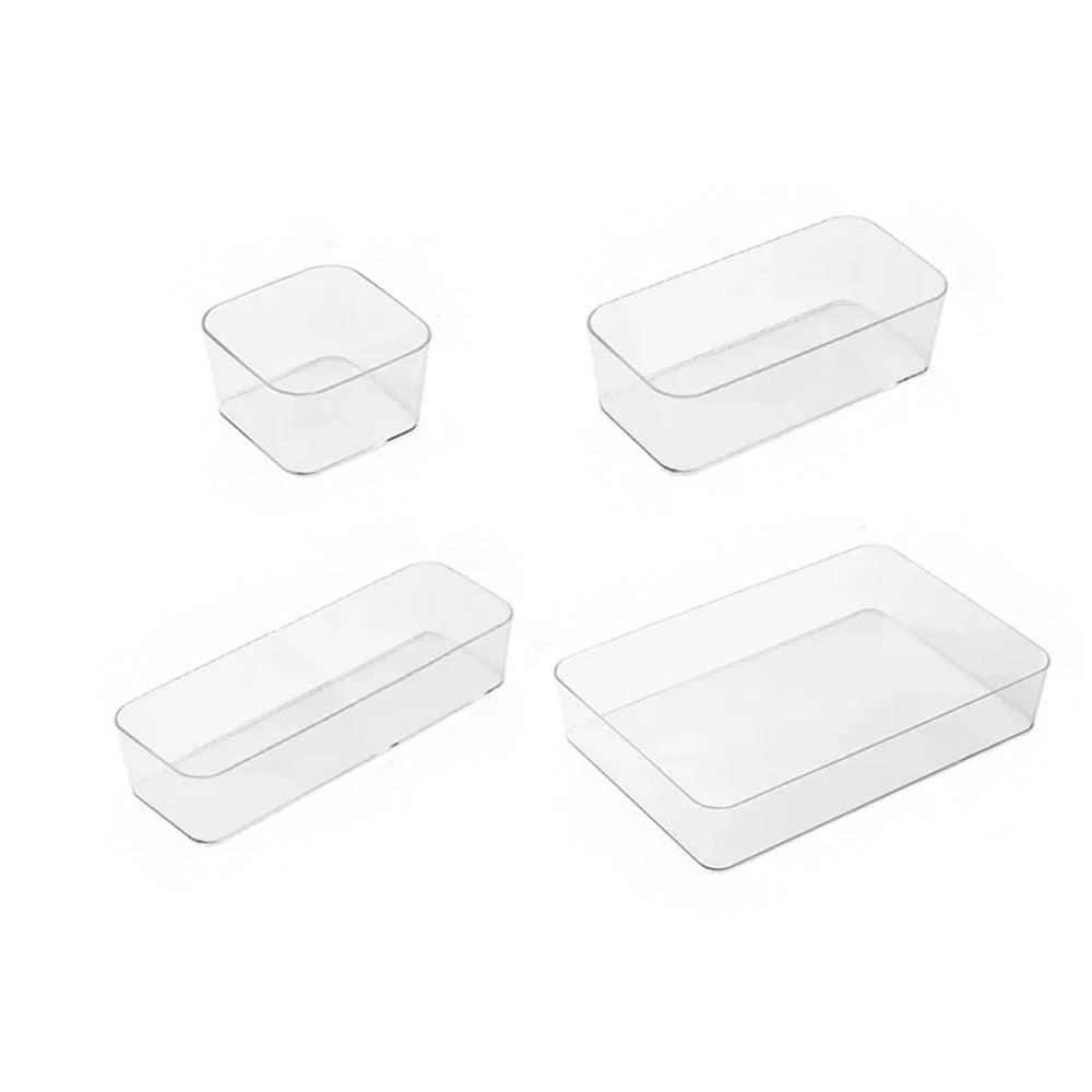 Multi Piece Clear Bathroom Drawer Organizer Set