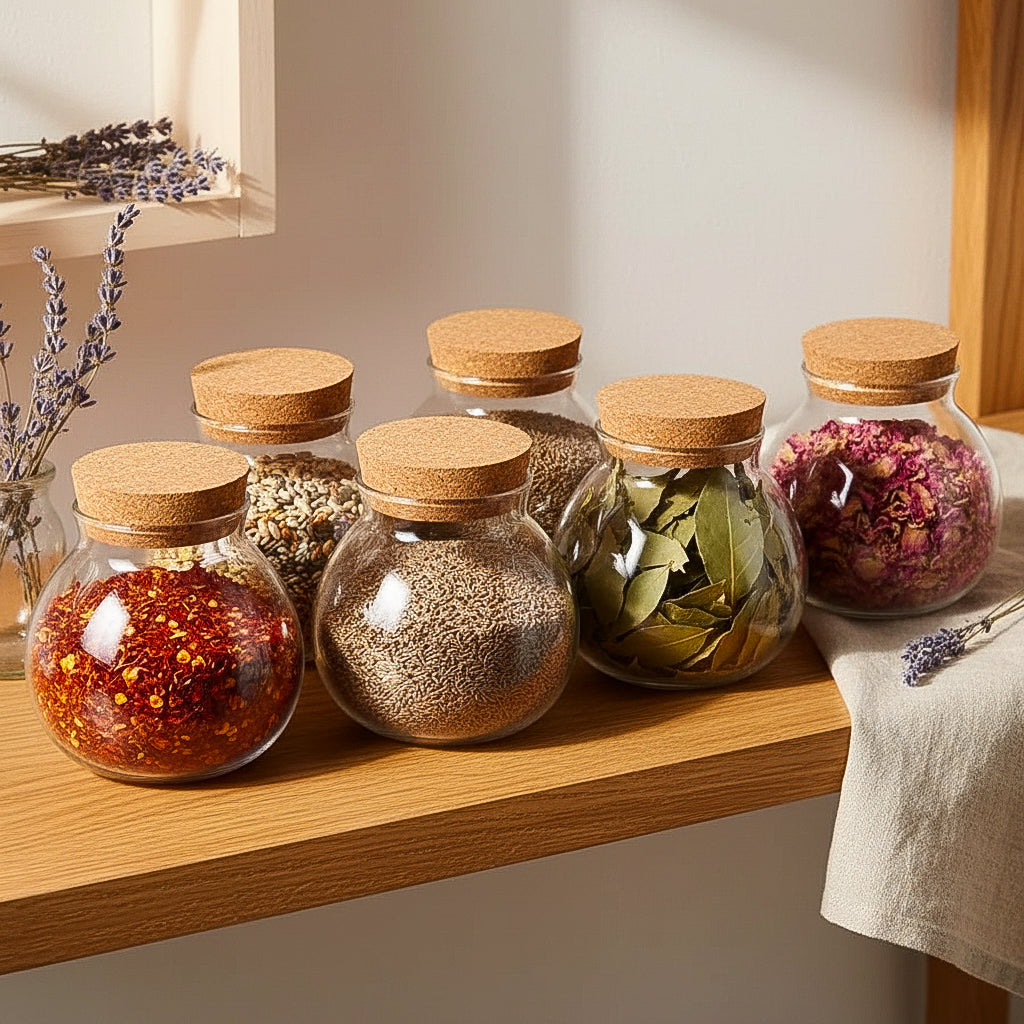Glass Jar With Cork Lid 500ml – Airtight Food Jar for Kitchen