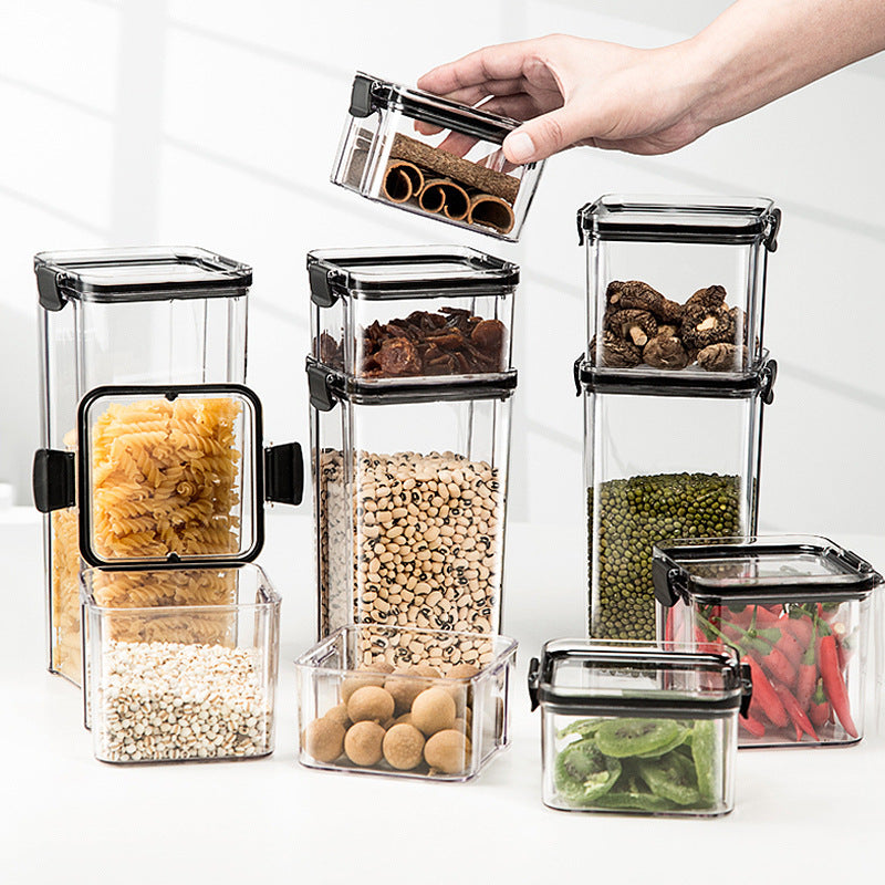 Airtight Food Storage Container Square Transparent Jar