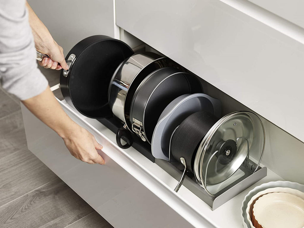 Expandable Lid & Tops Organiser – Adjustable Kitchen Rack for Pot & Pan Lids