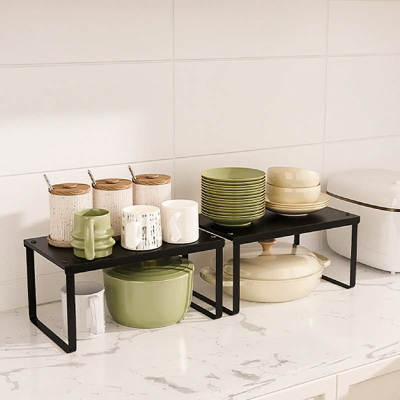 2 piece modern black kitchen counter shelf 