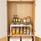 Cabinet expandable white shelf for jars, cans, bottle and kitchen items