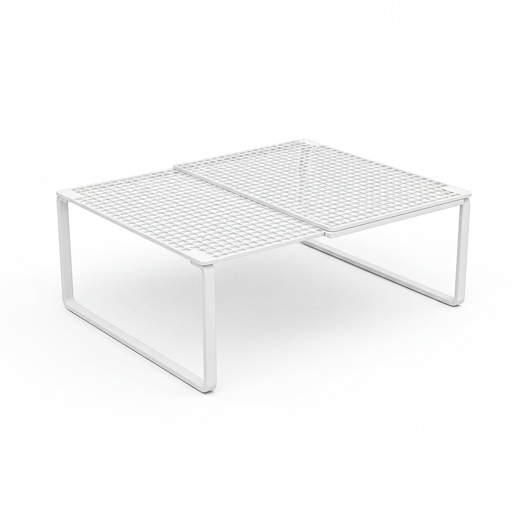 Expandable white metal shelf