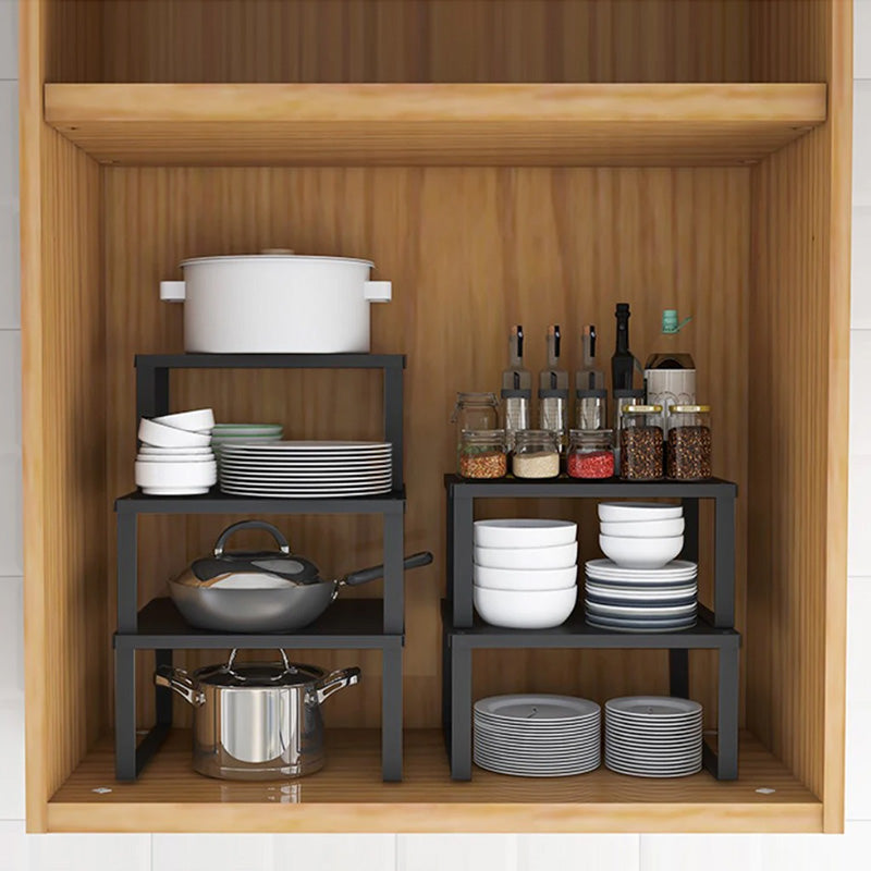 Stackable black metal kitchen shelf
