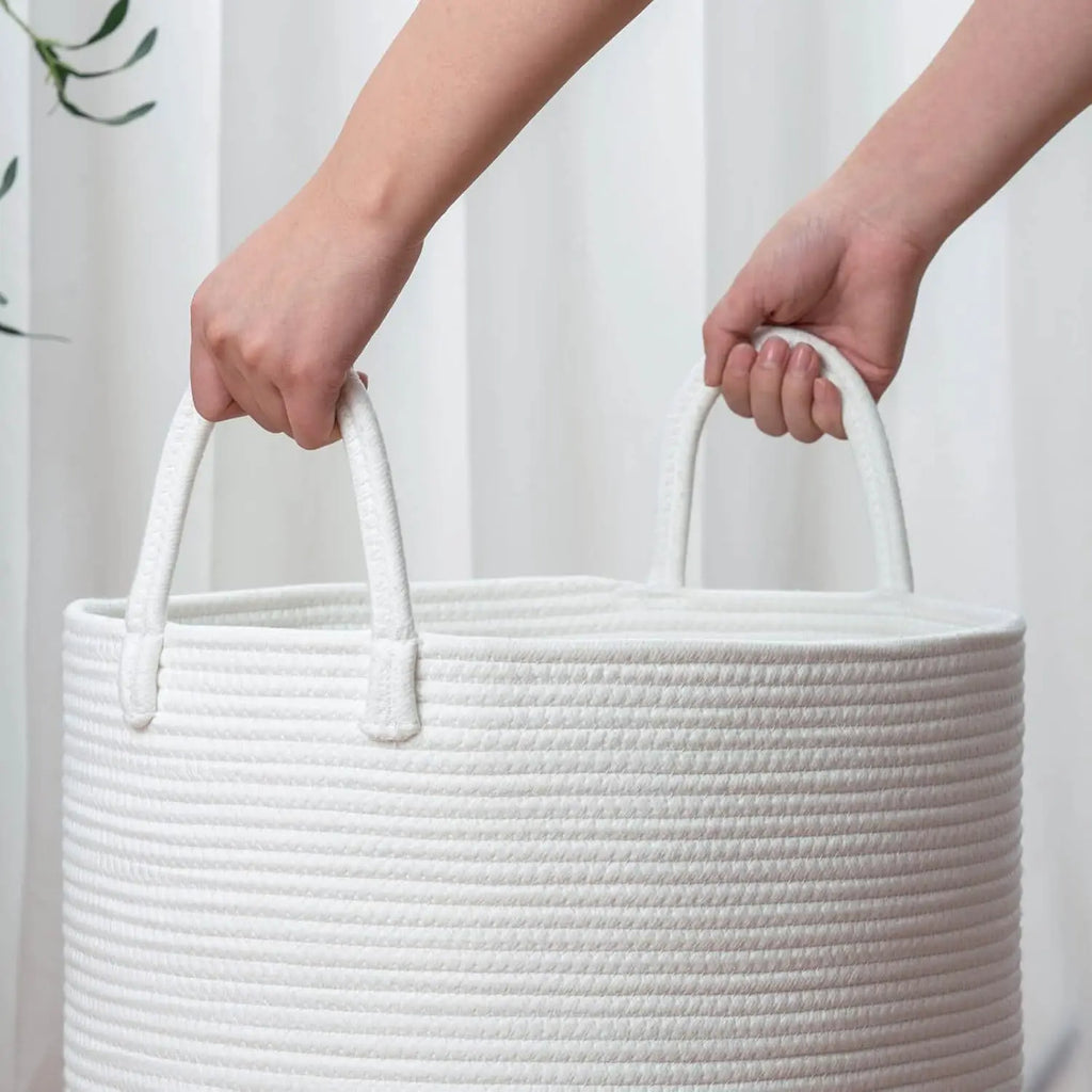 Large Rope Laundry Basket – Woven Storage for Bedroom, Bathroom & Living Room