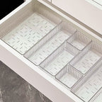 Multi Piece Clear Bathroom Drawer Organizer Set