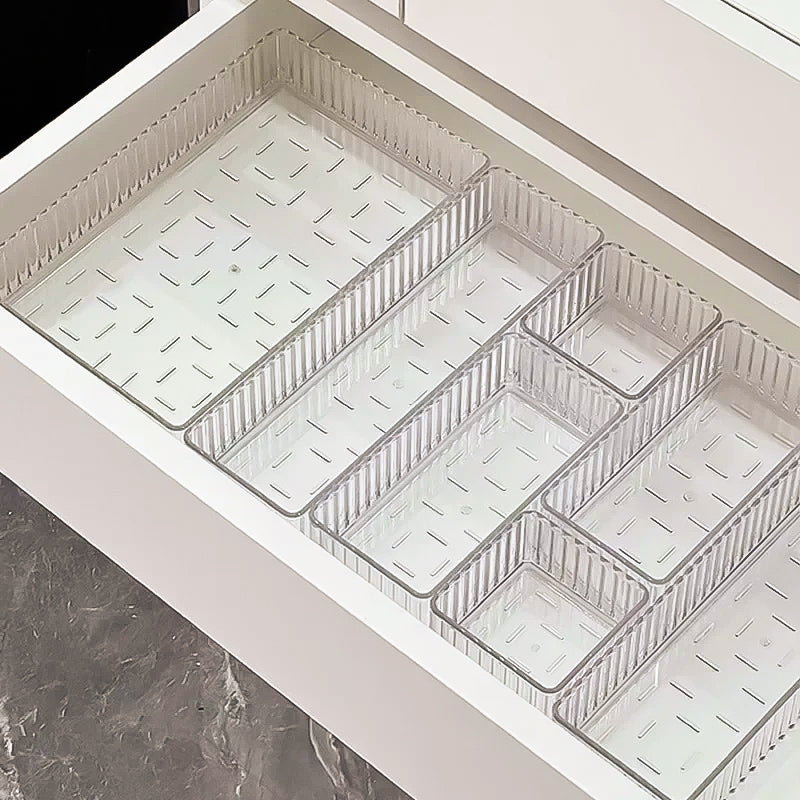 Multi Piece Clear Bathroom Drawer Organizer Set