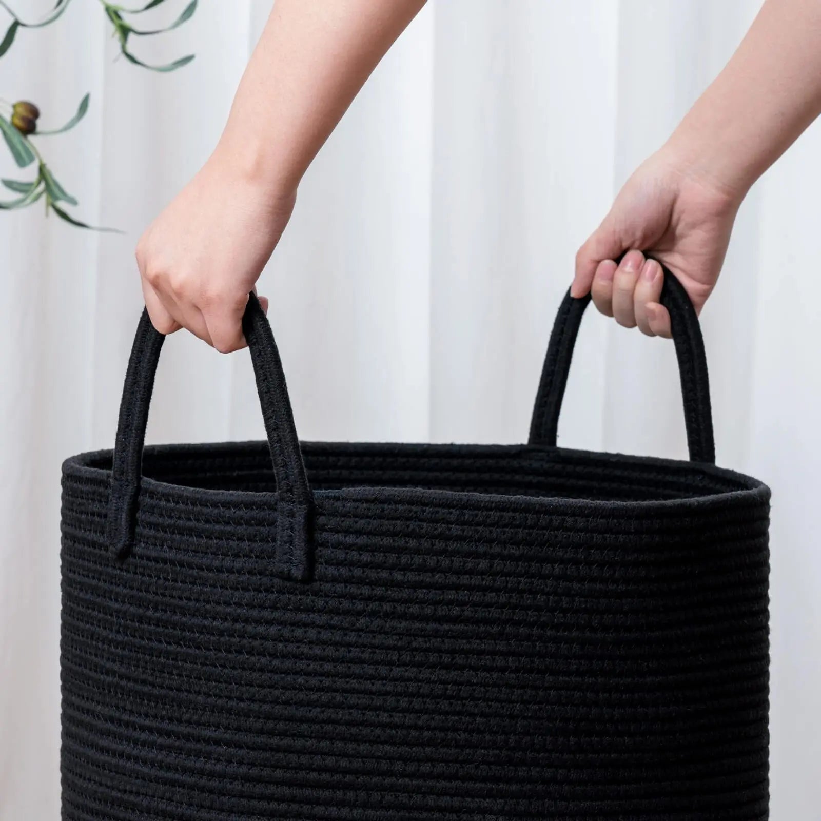Large Rope Laundry Basket – Woven Storage for Bedroom, Bathroom & Living Room