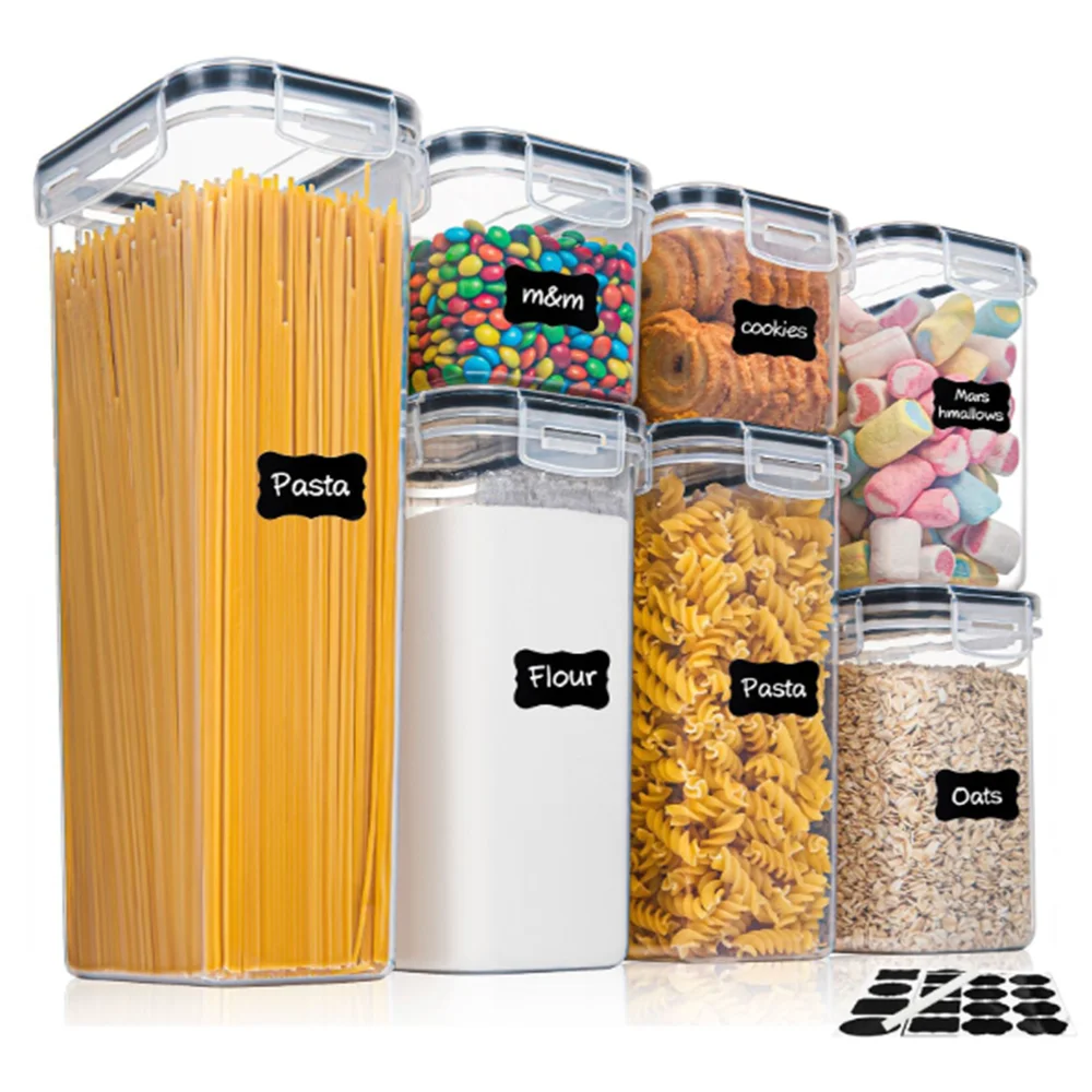 7-Piece Airtight Food Storage Container Set with Labels - BPA Free Plastic