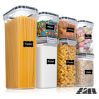 7-Piece Airtight Food Storage Container Set with Labels - BPA Free Plastic