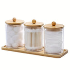 Bathroom Storage Jars with Bamboo Lids – 3 Piece Set