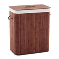 Bamboo Laundry Hamper 106L – Dual Compartment with Lid & Washable Liner