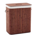Bamboo Laundry Hamper 106L – Dual Compartment with Lid & Washable Liner