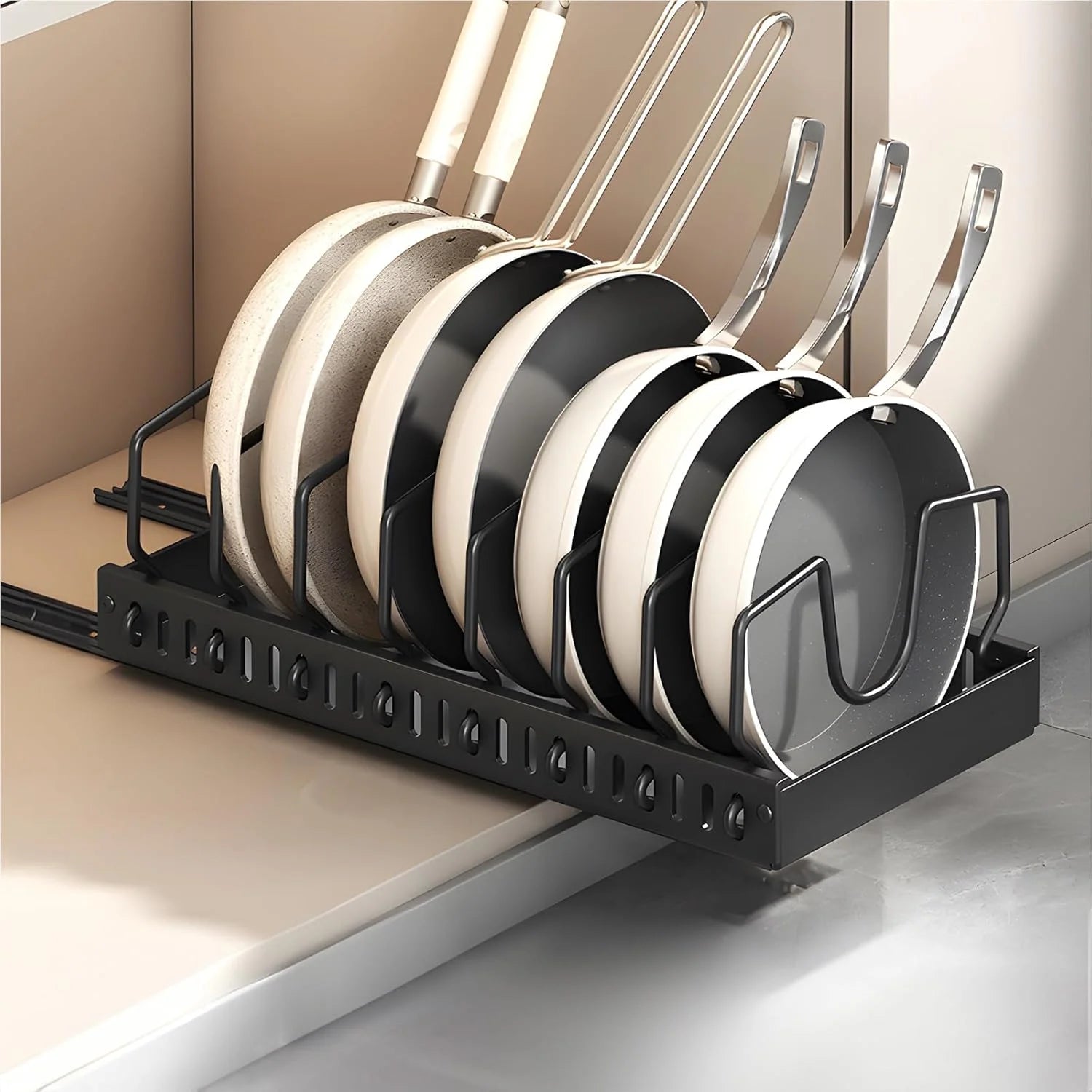 Pull-Out Cabinet Organizer For Pots And Lids