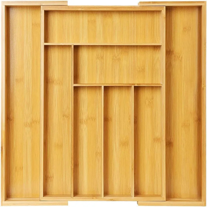 Expandable Bamboo Cutlery Organizer for Kitchen Drawer