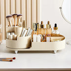 360° Rotating Cosmetic Storage Rack with Divided Compartments