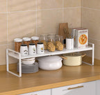 Expandable Metal Cabinet Shelf Rack – Double-Tier Kitchen & Home Organiser