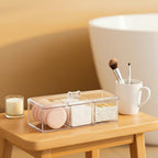 Acrylic Cotton Pad & Swab Organizer Box – Clear Desktop Cosmetic Storage