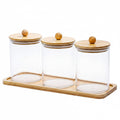 Bathroom Storage Jars with Bamboo Lids – 3 Piece Set