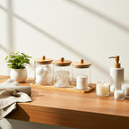 Bathroom Storage Jars with Bamboo Lids – 3 Piece Set