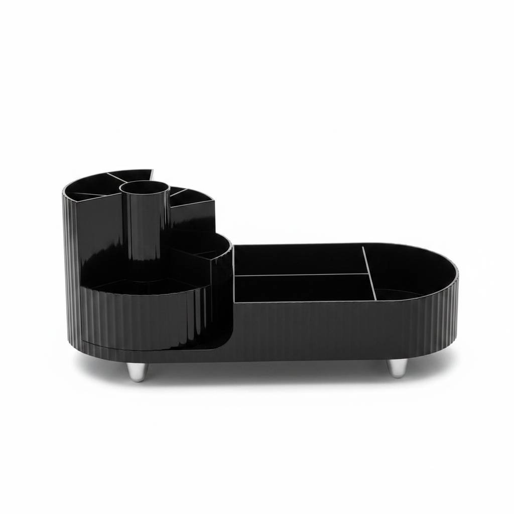 360° Rotating Cosmetic Storage Rack with Divided Compartments