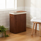 Bamboo Laundry Hamper 106L – Dual Compartment with Lid & Washable Liner