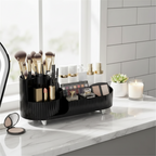 360° Rotating Cosmetic Storage Rack with Divided Compartments
