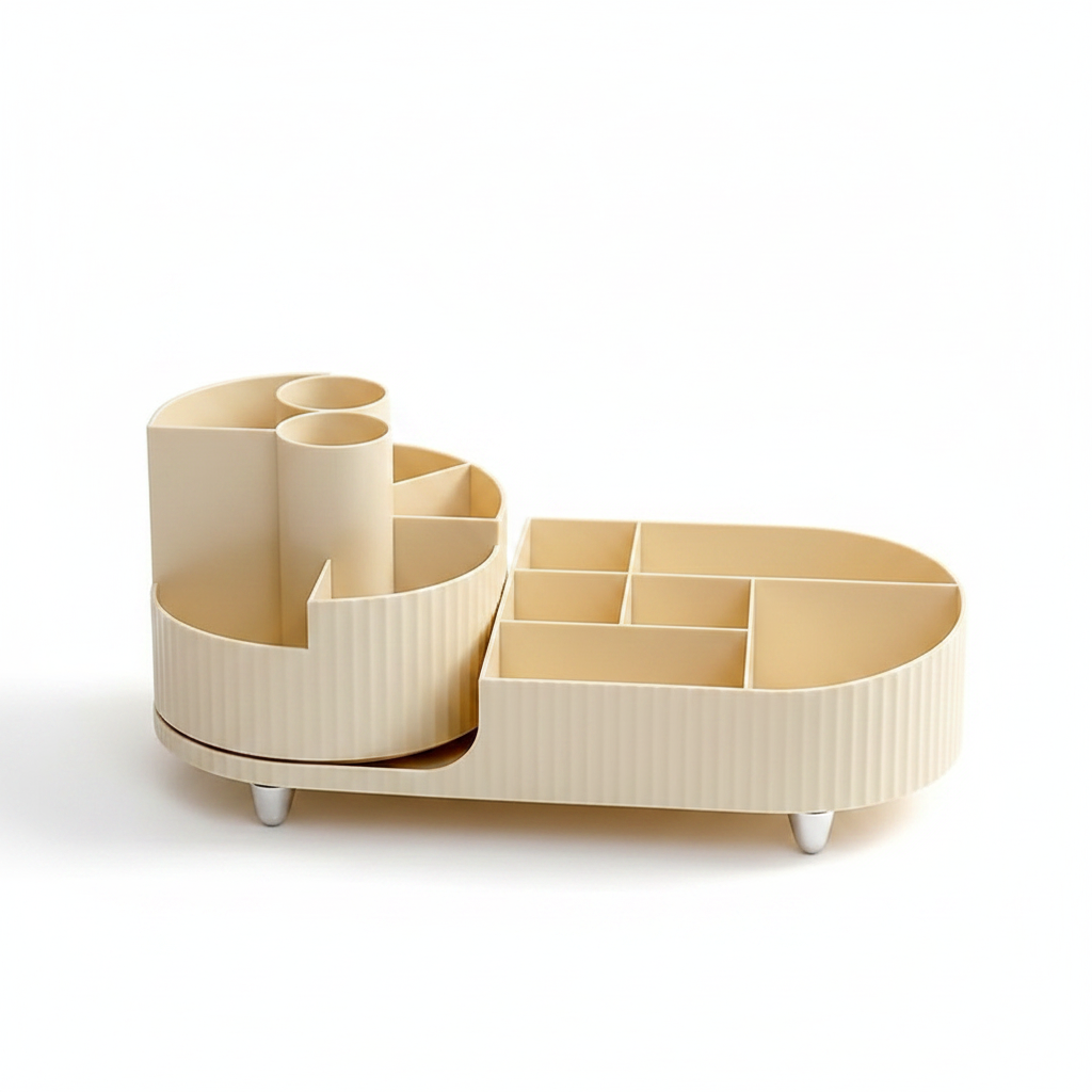 360° Rotating Cosmetic Storage Rack with Divided Compartments