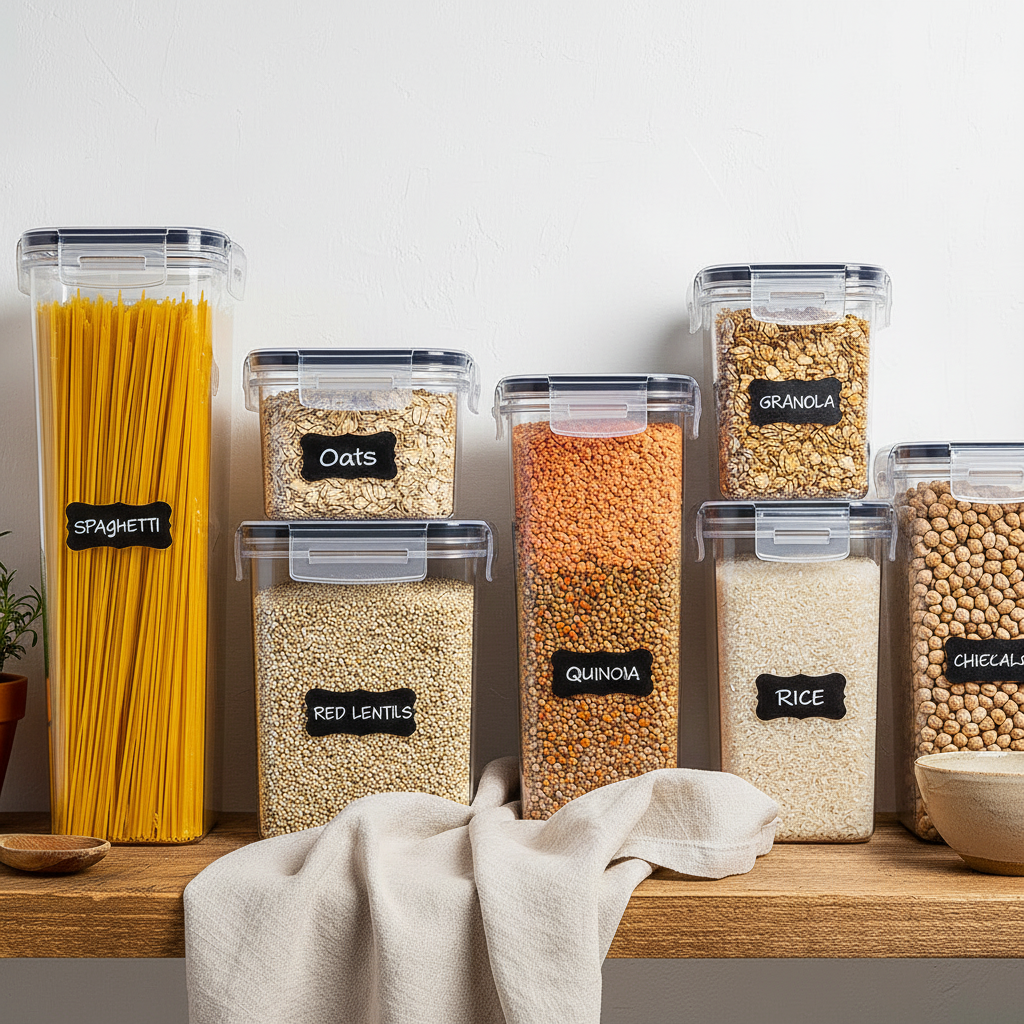 7-Piece Airtight Food Storage Container Set with Labels - BPA Free Plastic