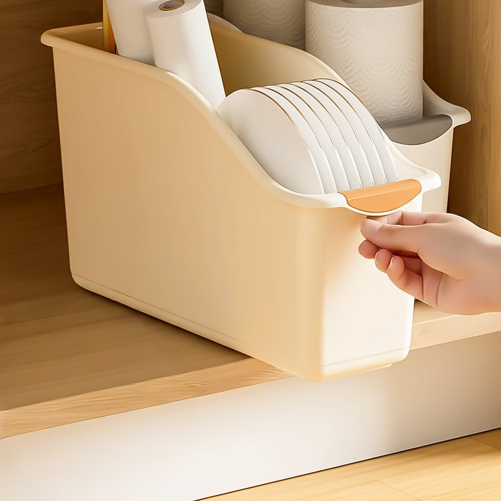Curved Plastic Storage Bins with Wheels – Multipurpose Home Organisation Baskets