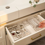 Multi Piece Clear Bathroom Drawer Organizer Set