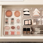 Multi Piece Clear Bathroom Drawer Organizer Set