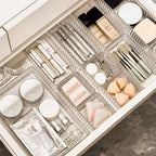 Multi Piece Clear Bathroom Drawer Organizer Set