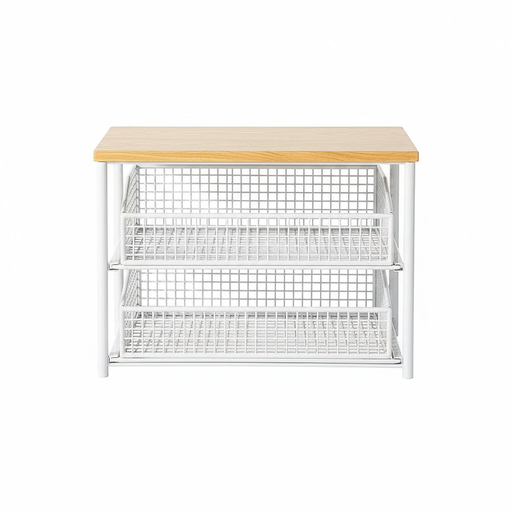 Double-Layer Microwave Stand with Drawers | Space-Saving Countertop Storage Rack