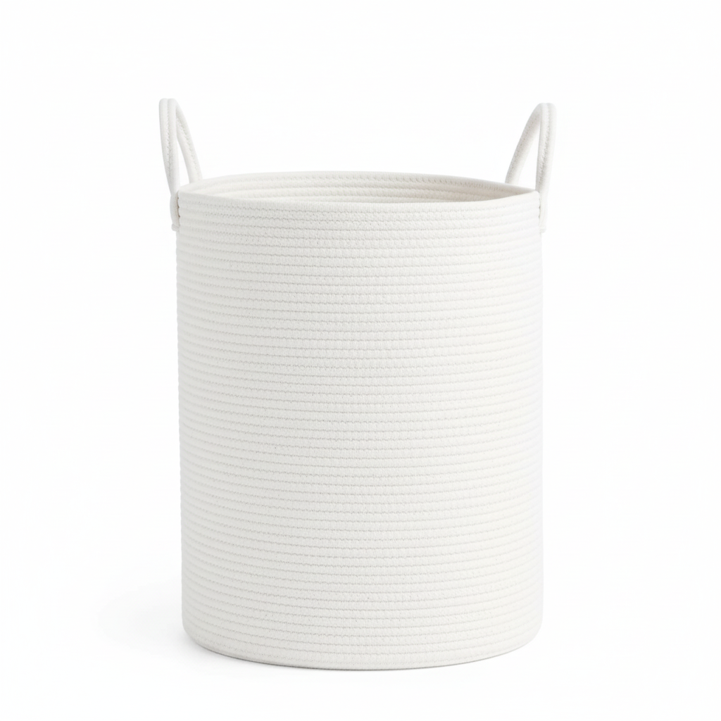 Large Rope Laundry Basket – Woven Storage for Bedroom, Bathroom & Living Room