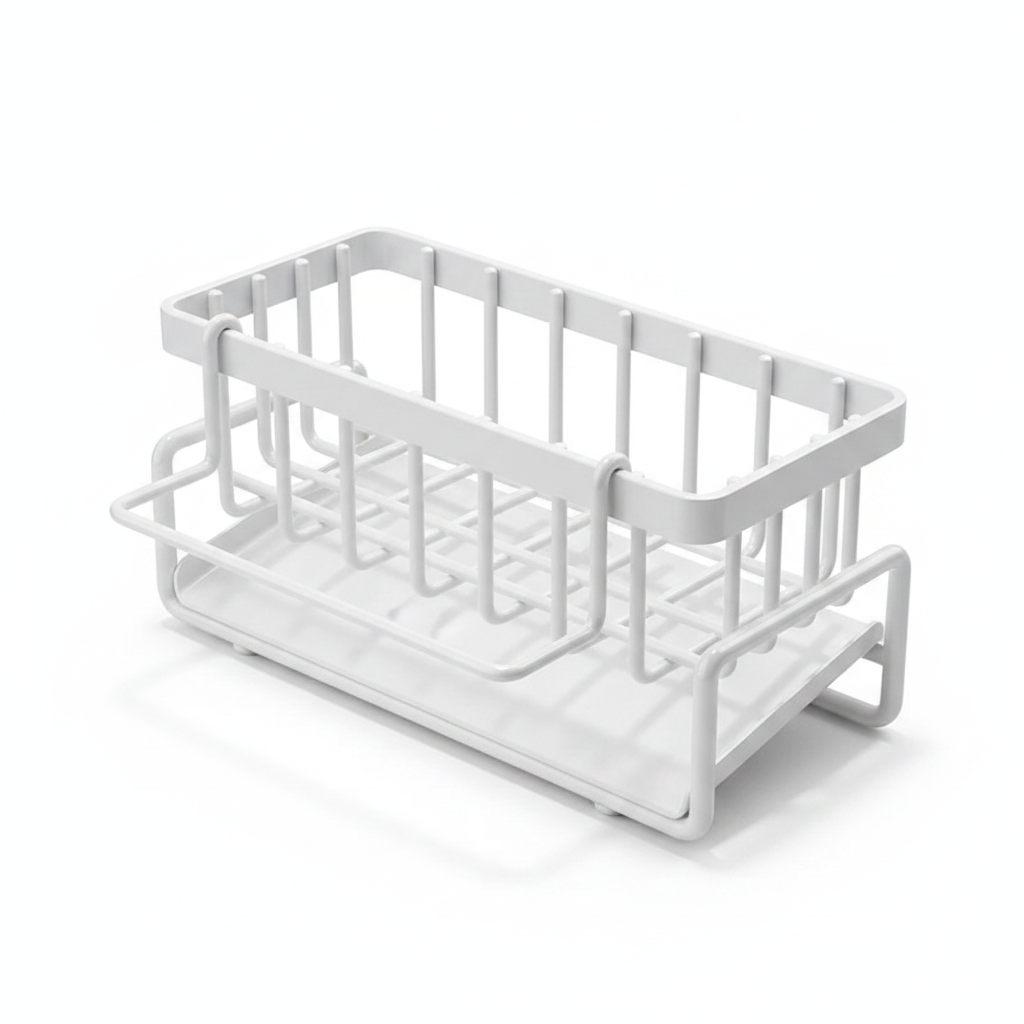 Sink Drain Rack with Towel Bar & Hooks | Kitchen Sponge & Cleaning Tool Organiser