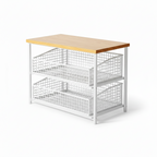 Double-Layer Microwave Stand with Drawers | Space-Saving Countertop Storage Rack