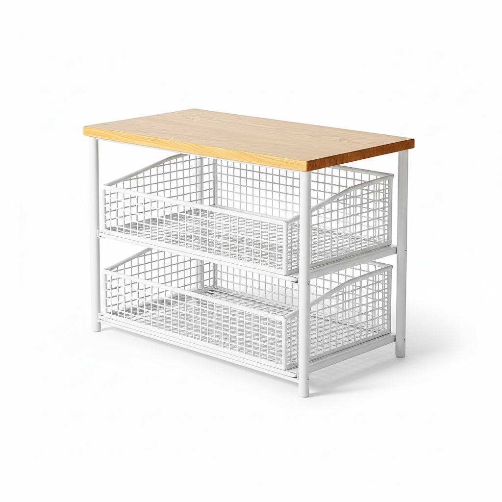 Double-Layer Microwave Stand with Drawers | Space-Saving Countertop Storage Rack
